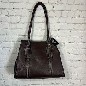 Tignanello Brown Pebbled Leather Tote‎ Hand Bag Work School Bag NEW with FLAWS